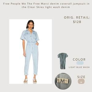 Free People We The Free Marci Denim Coverall Jumpsuit size M